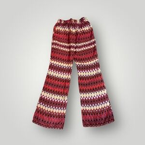 Harmony + Havoc Geometric Pull On Wide Leg Palazzo Pants Women's Small Boho Red